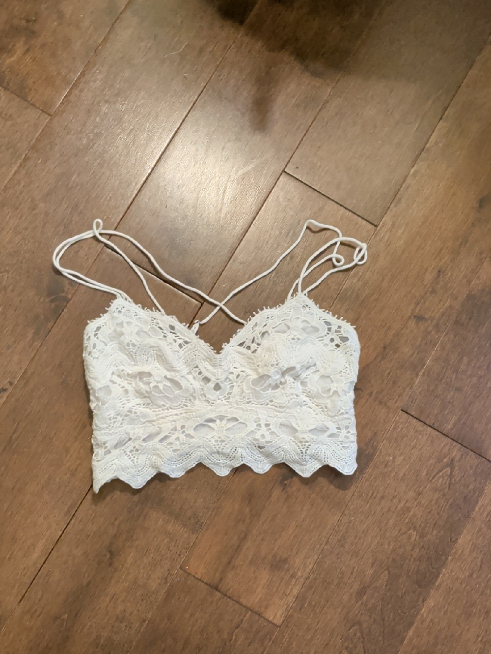 Free People White Lace Bralette with Delicate Straps